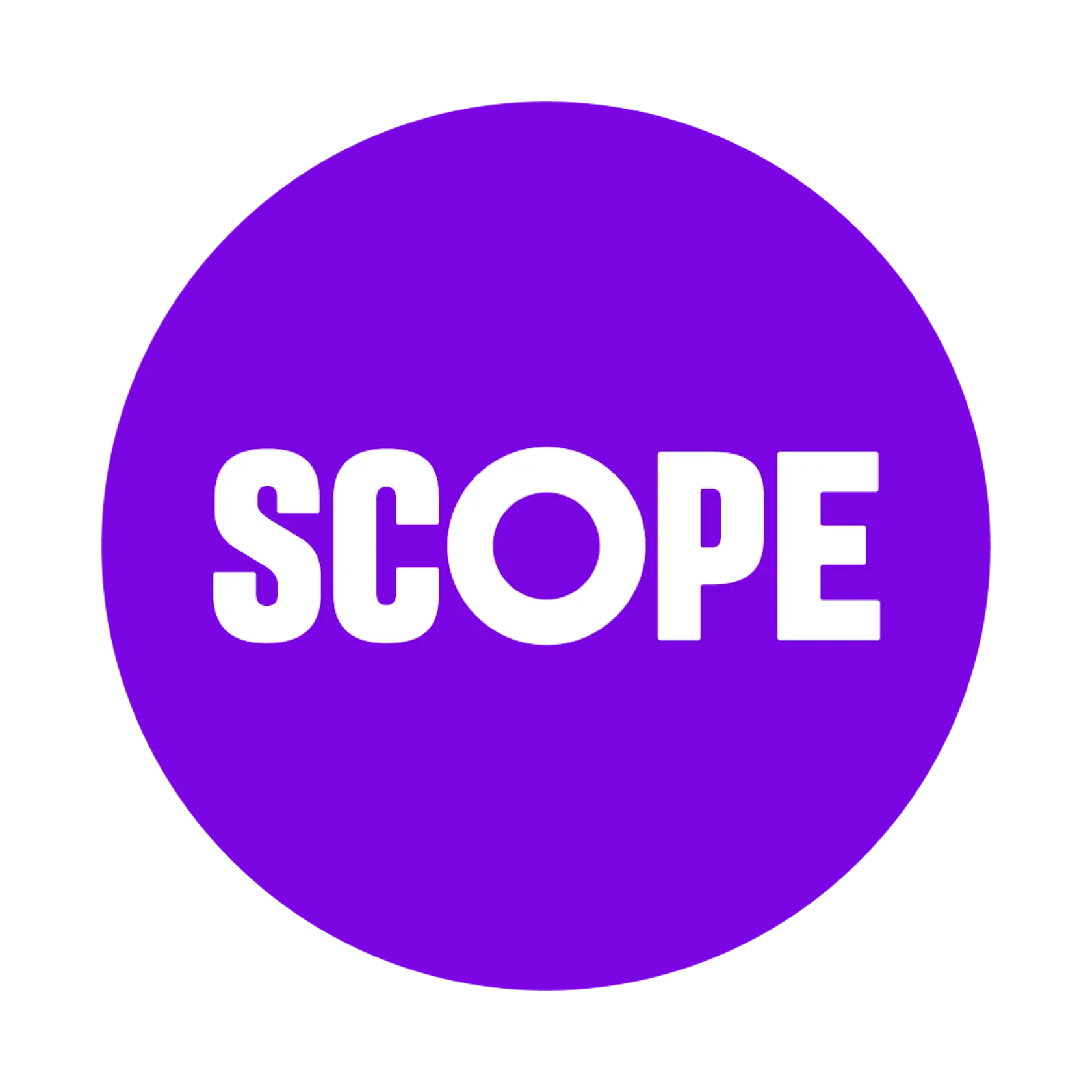 The word SCOPE in bold white uppercase letters inside a purple circle.
