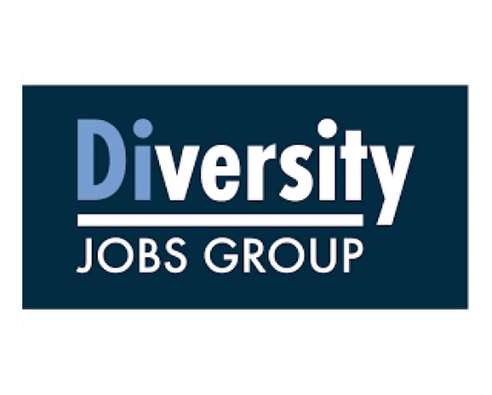 Diversity Jobs Group logo with white and blue text on a dark background.