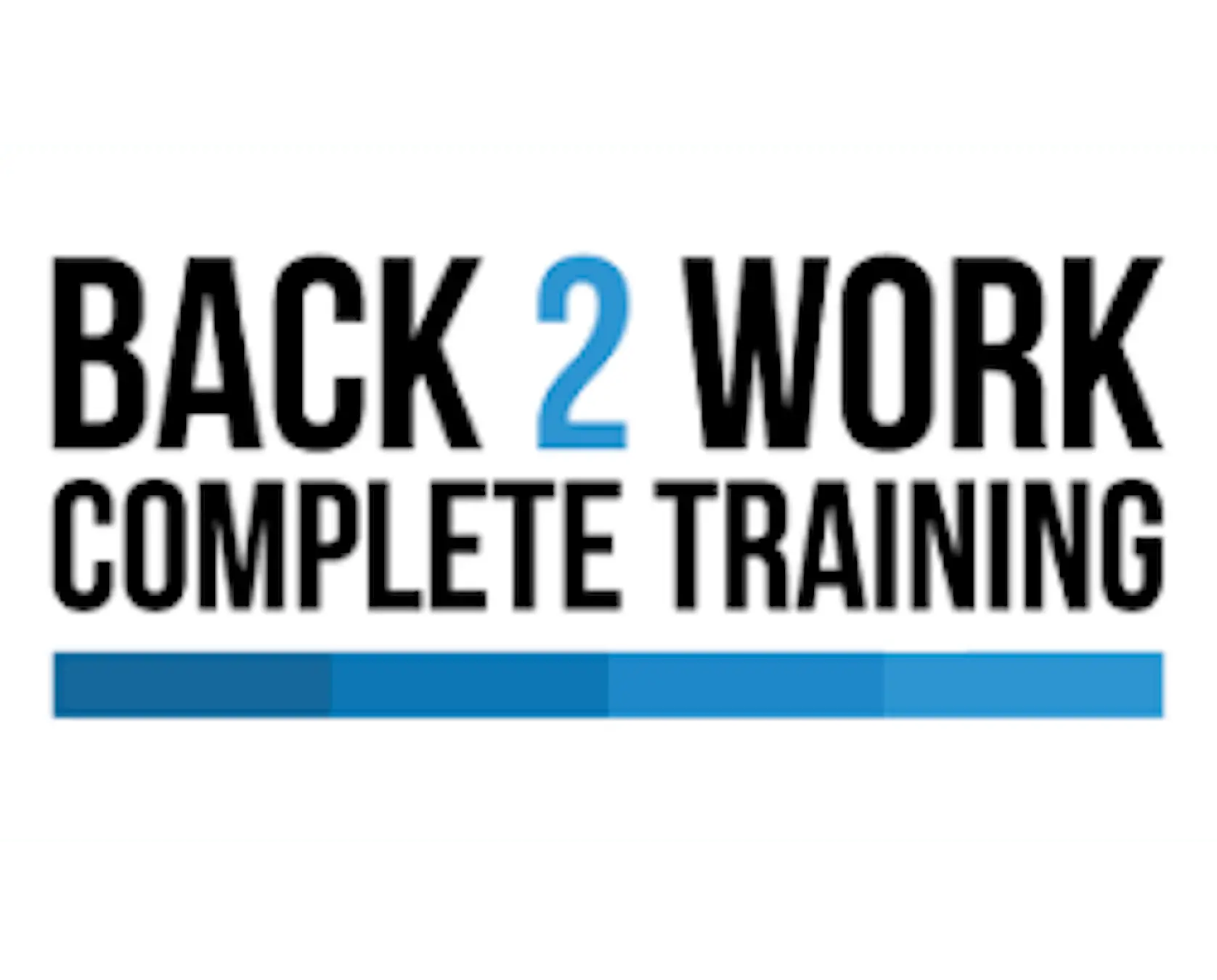 Logo for Back 2 Work Complete Training with blue and black text.