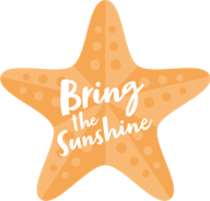 Three colorful starfish in orange, pink, and turquoise displaying positive messages in white text.